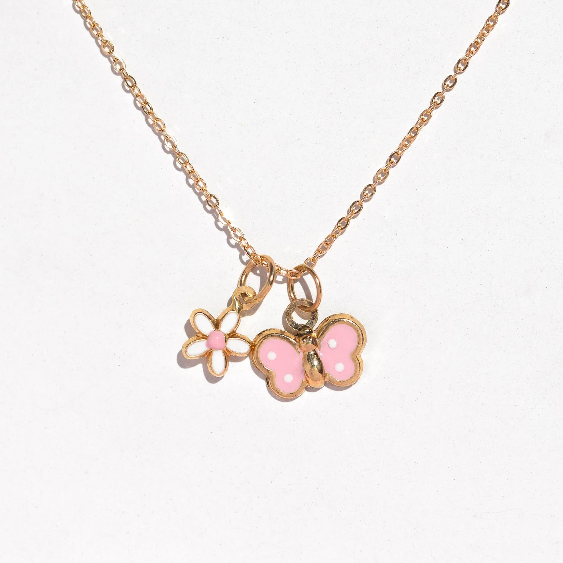 14k Fine Pink Butterfly Necklace