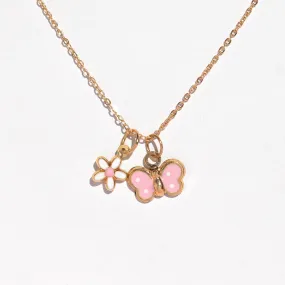 14k Fine Pink Butterfly Necklace