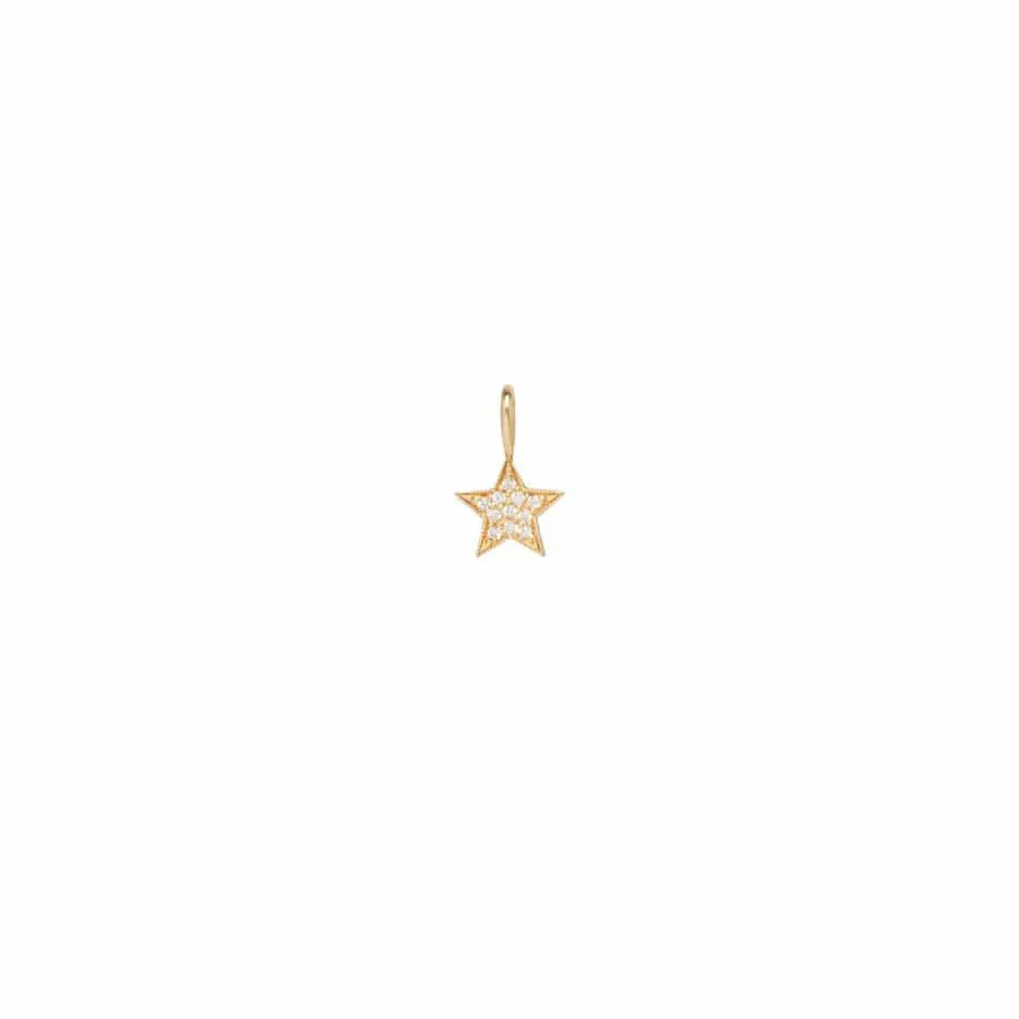 14K GOLD MIDI BITTY PAVE DIAMONDS STAR CHARM