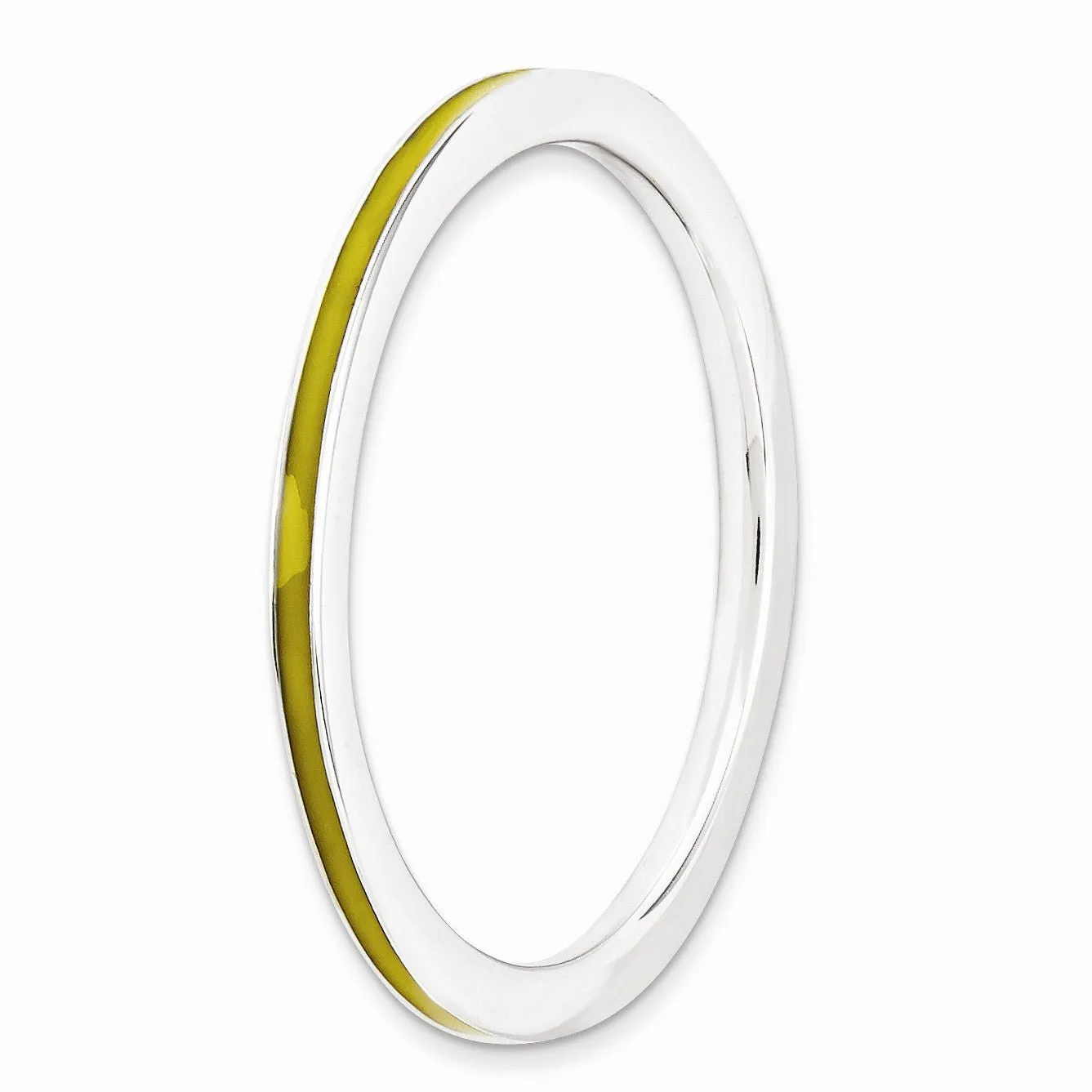 1.5mm Sterling Silver Stackable Yellow Enameled Band