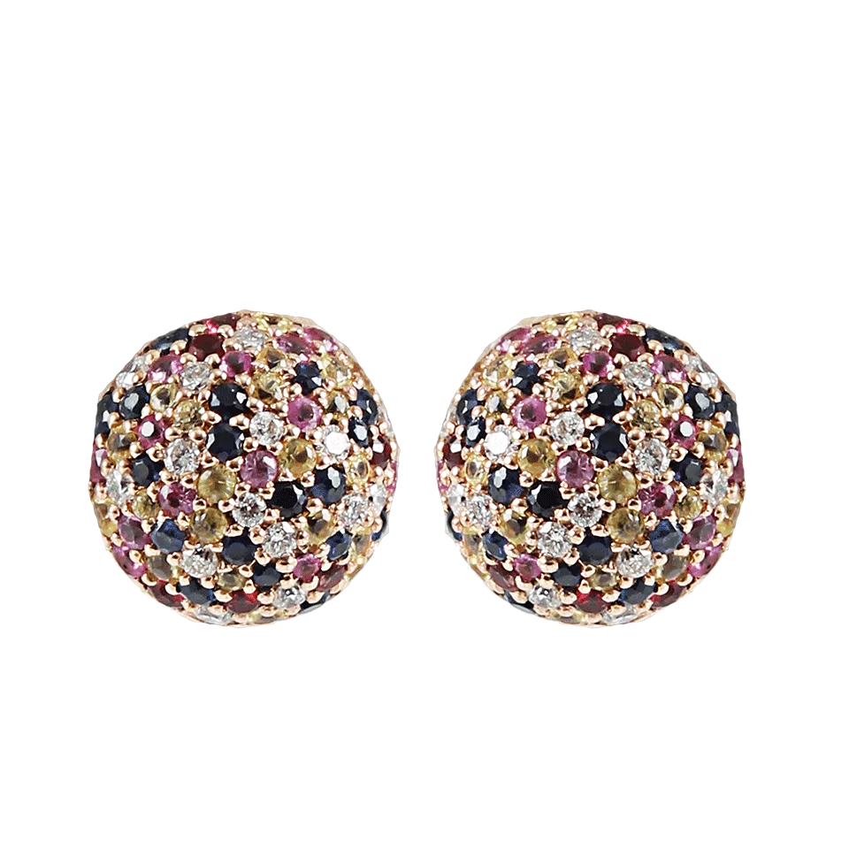 1885 Rainbow Pave Button Earrings