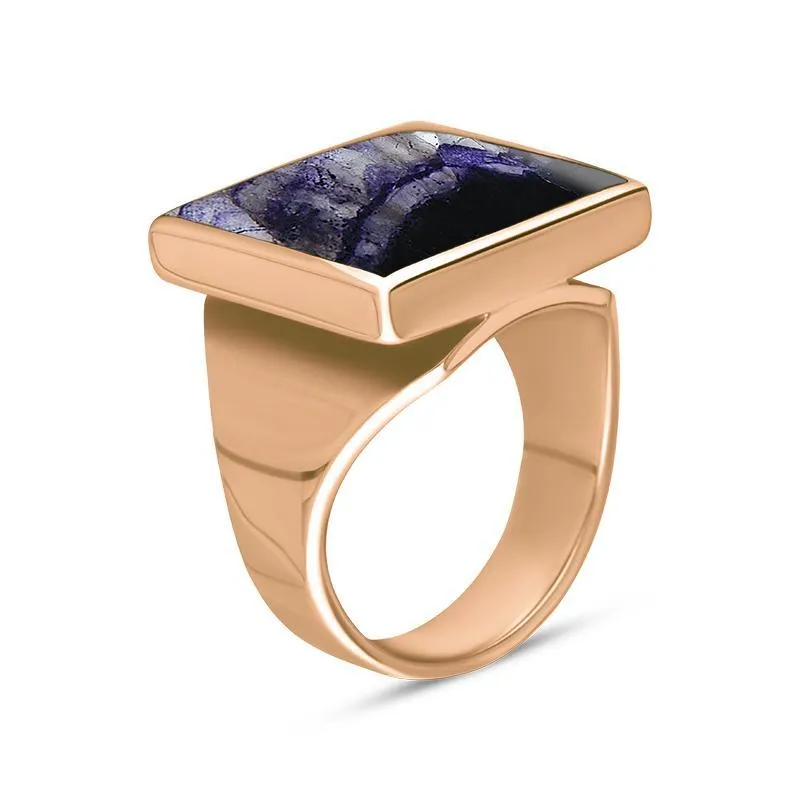 18ct Rose Gold Blue John Small Square Ring