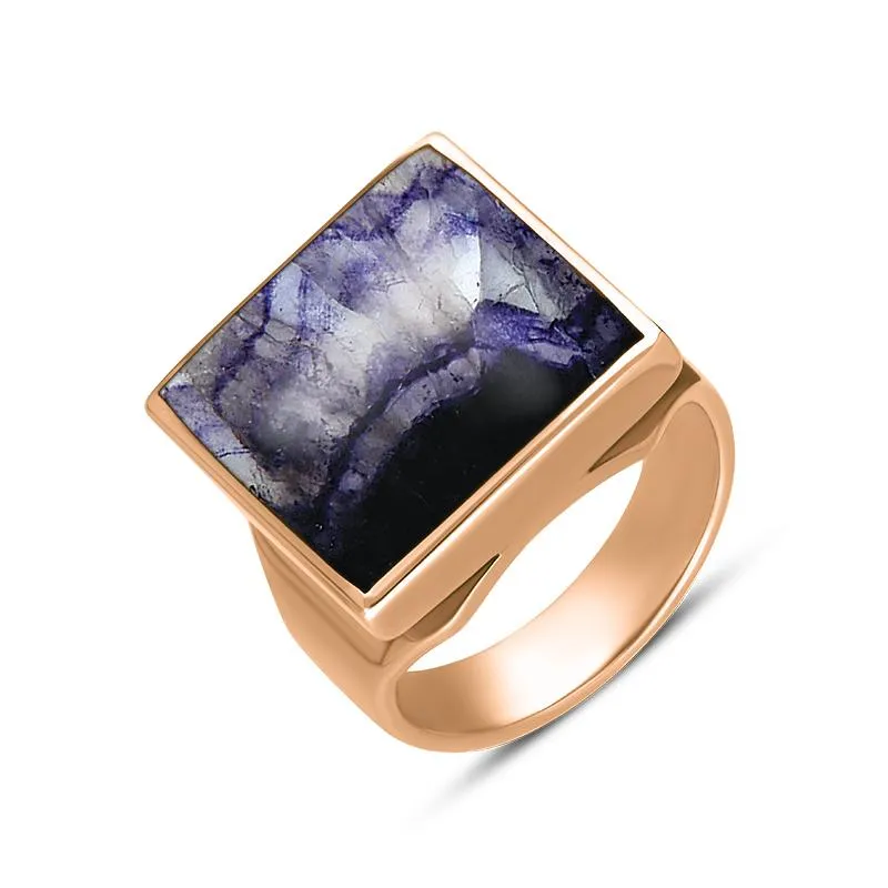 18ct Rose Gold Blue John Small Square Ring