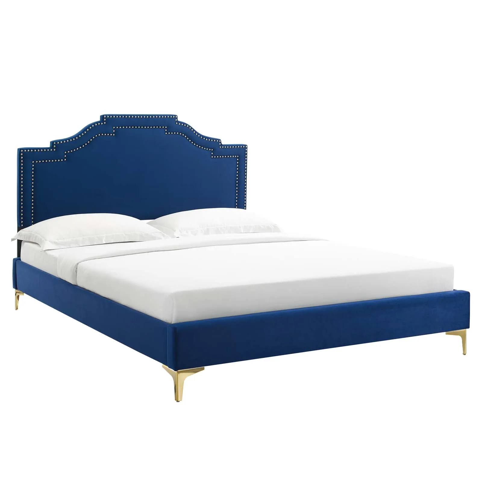 Adelaide Performance Velvet Queen Platform Bed By Modway - MOD-6580 - Navy