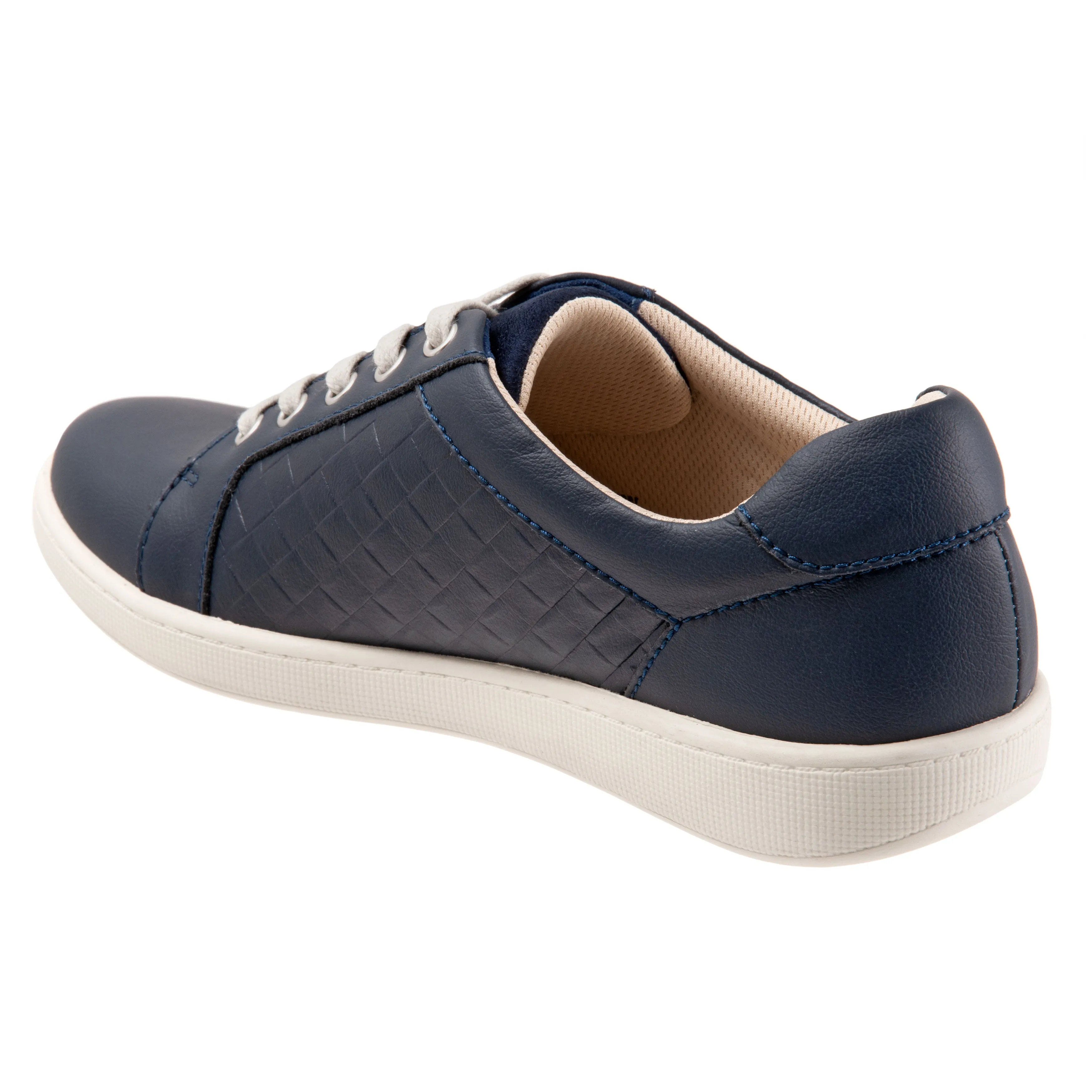 Adore Navy Quilted Leather Lace-up Casuals