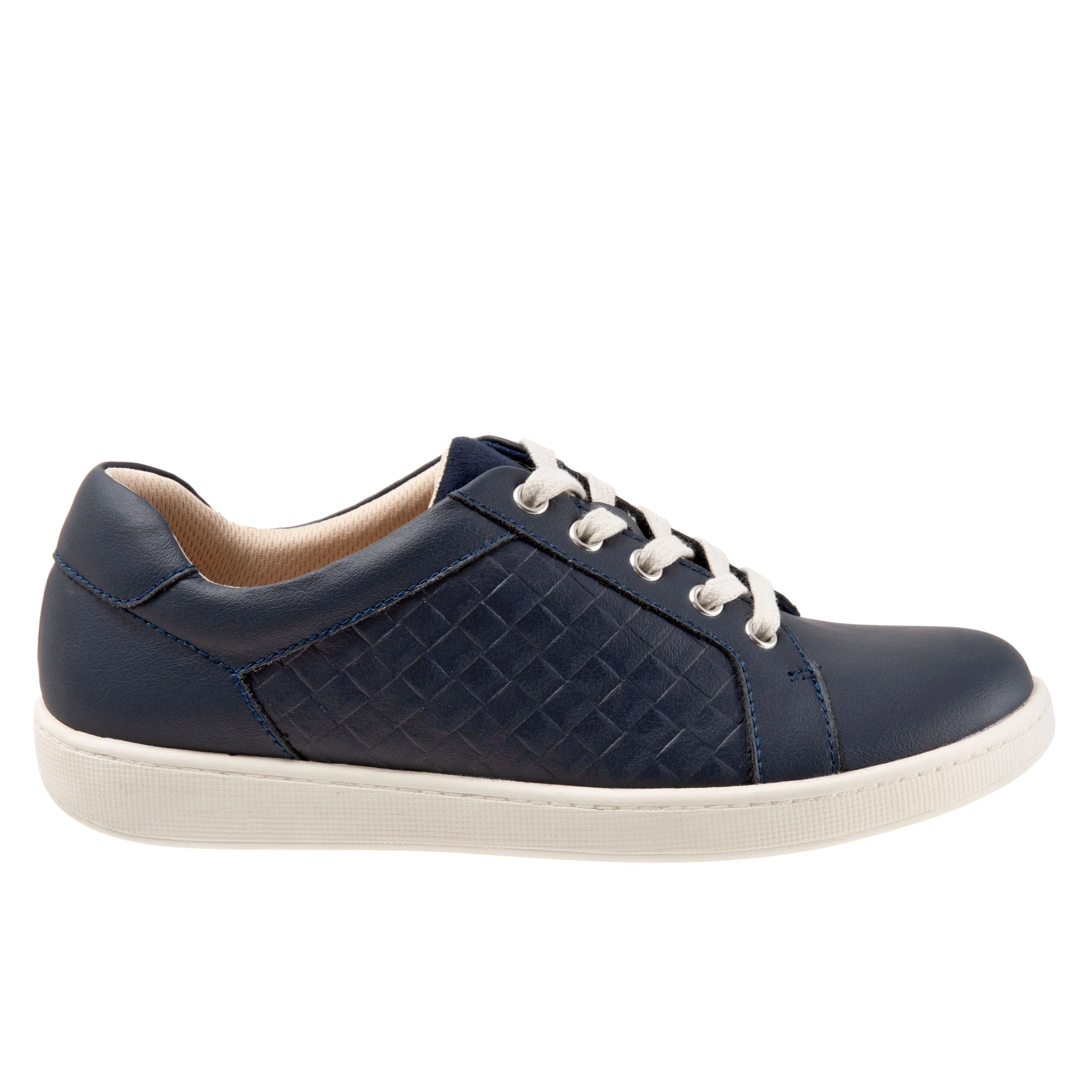 Adore Navy Quilted Leather Lace-up Casuals