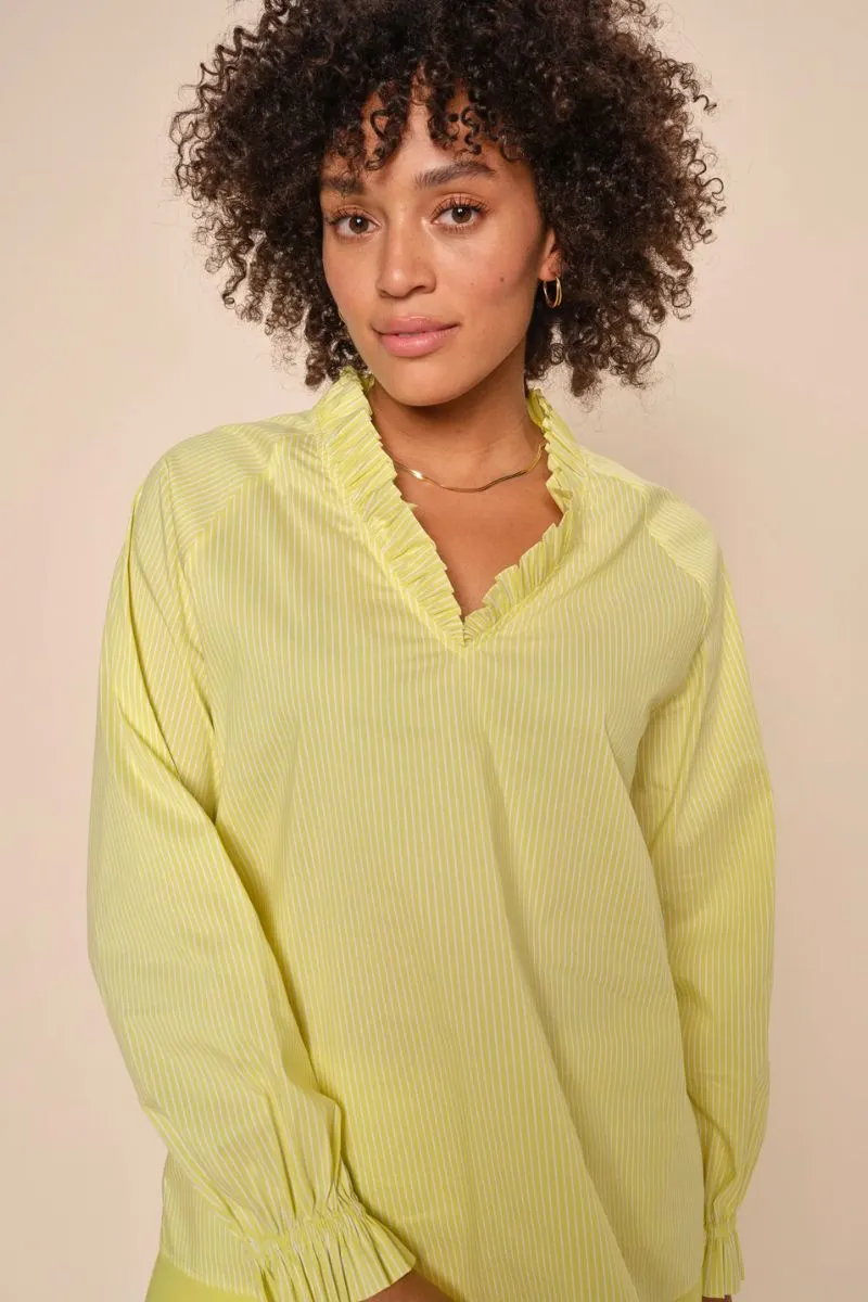 Amelia Stripe Blouse | Yellow Plum  | Bluse fra Mos Mosh