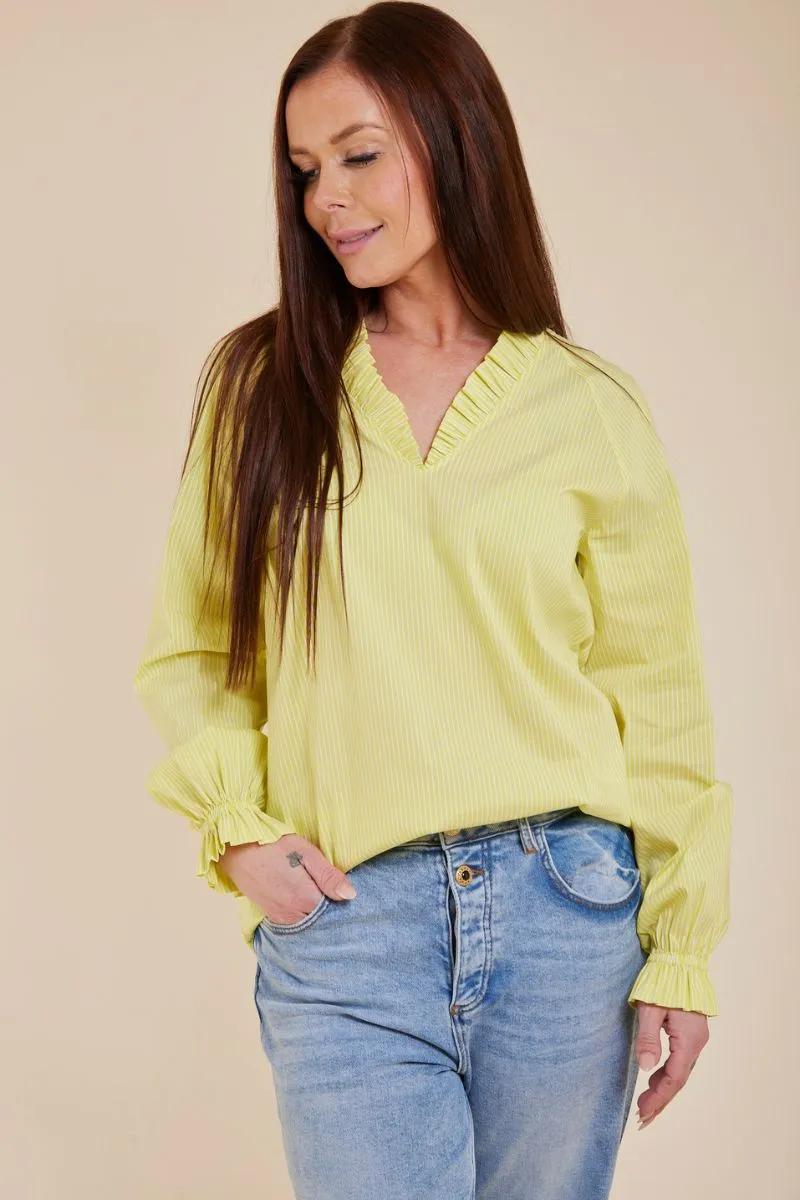 Amelia Stripe Blouse | Yellow Plum  | Bluse fra Mos Mosh