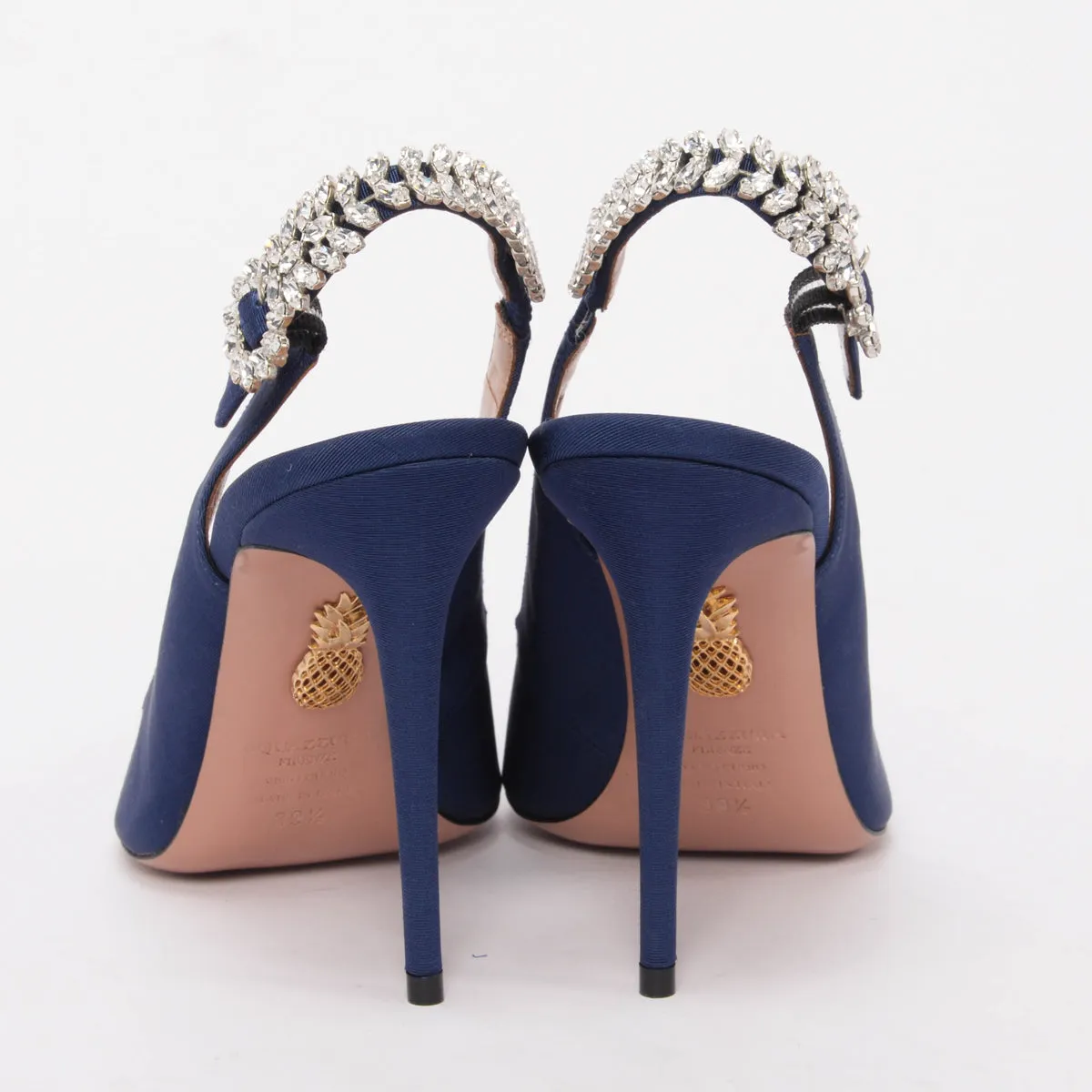 Aquazzura Navy Grosgrain Portrait Of Lady Slingbacks 39.5