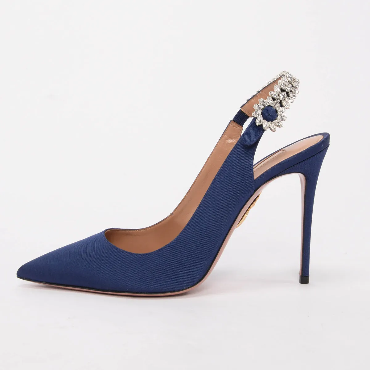 Aquazzura Navy Grosgrain Portrait Of Lady Slingbacks 39.5