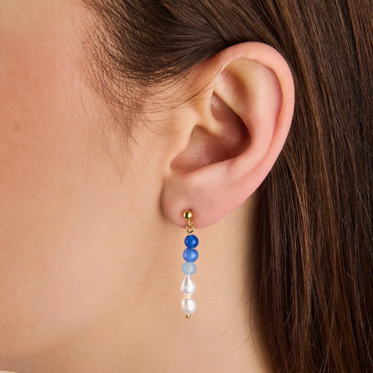 Aria Pearl Blue Bead Earrings