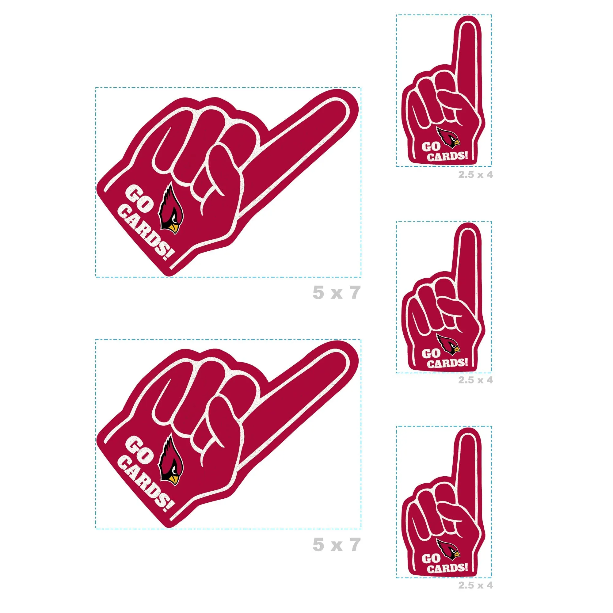 Arizona Cardinals: Foam Finger MINIS - Officially Licensed NFL Removable Adhesive Decal