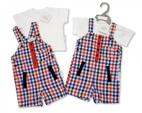 Baby Boys 2 pcs Woven Dungaree Set - Little Man - NB/6M - (BIS-2097-1800)