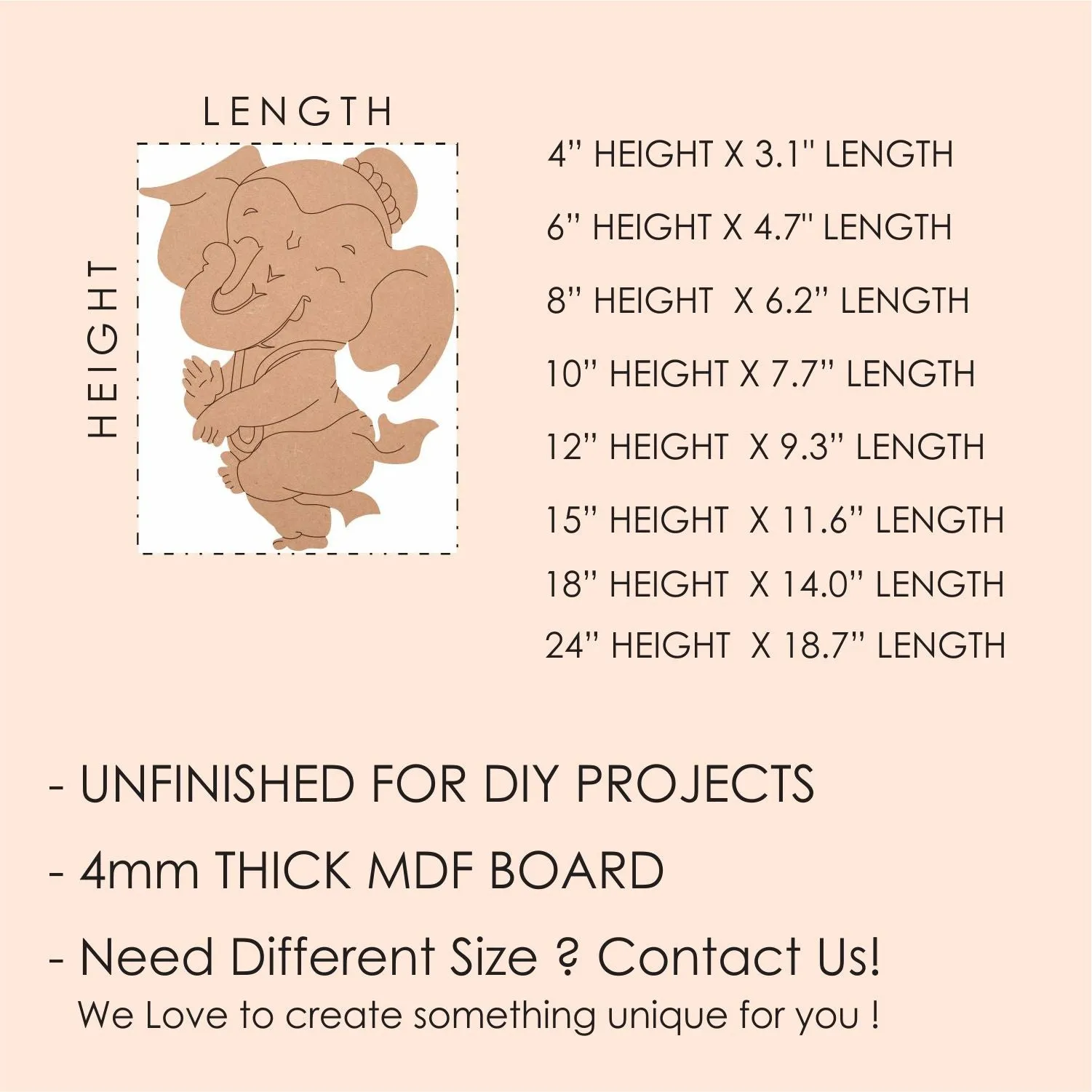 Baby Ganesha MDF Pre-Marked Cutout