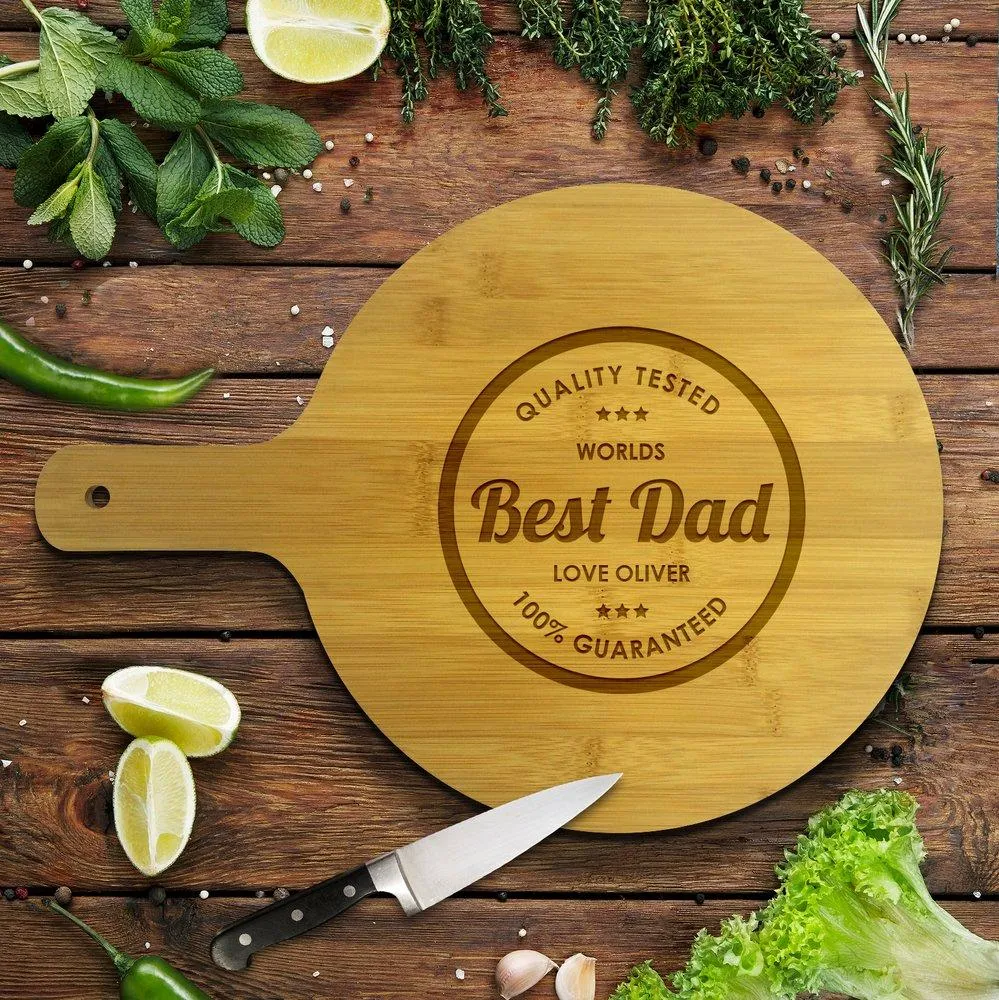 Best Dad Round Bamboo Serving Board