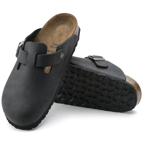 BIRKENSTOCK BOSTON OILED SUEDE LEATHER CLOGS_ WOMEN