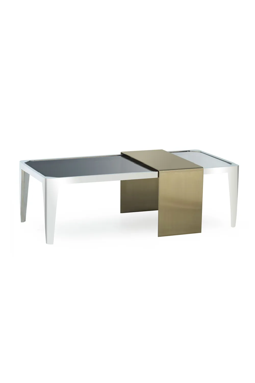 Black Glass with Nested Brass Coffee Table | Andrew Martin Kelly