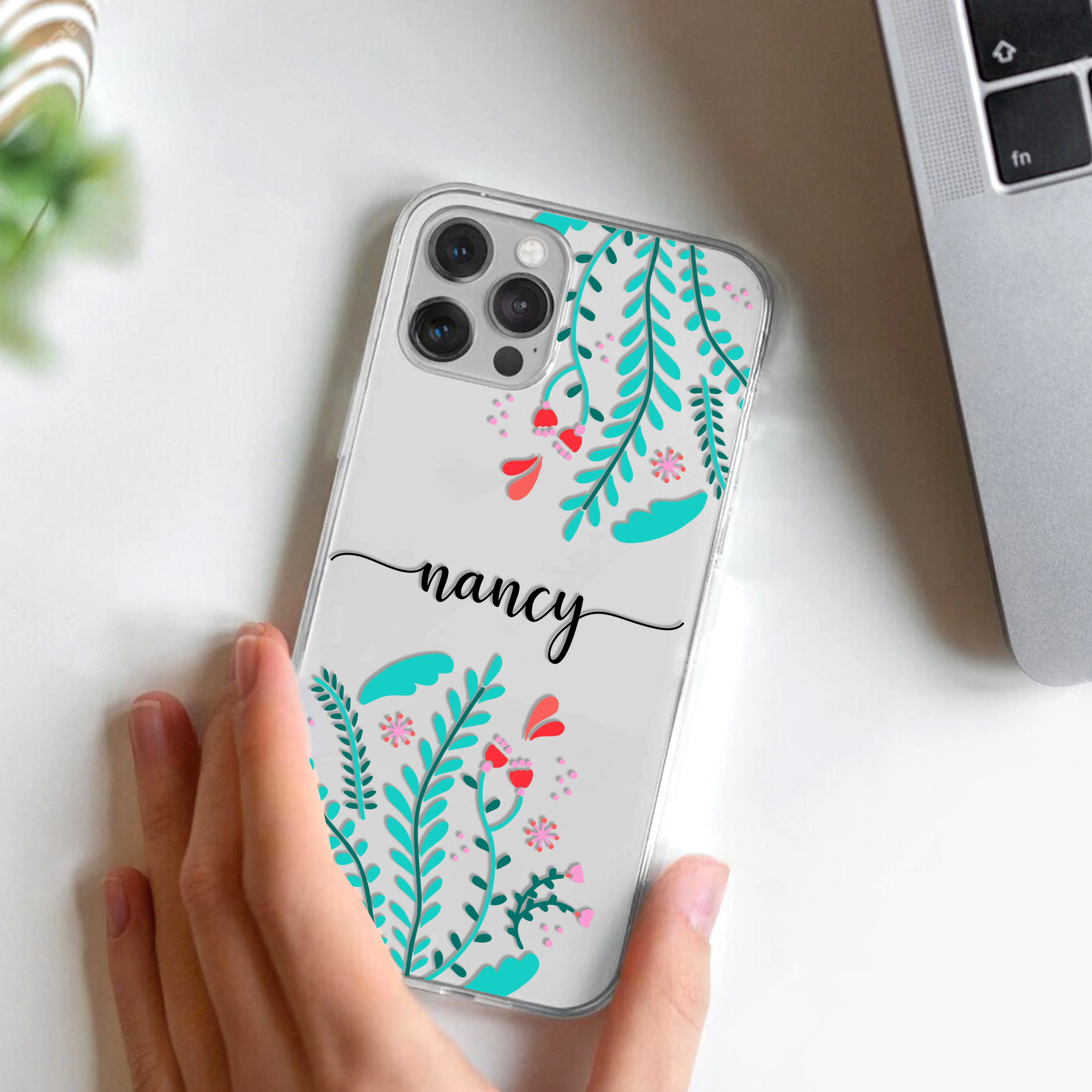 Blue Floral Customize Transparent Silicon Case For Poco