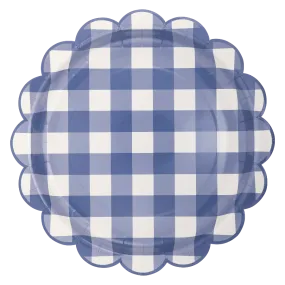 Blue Gingham Paper Plate