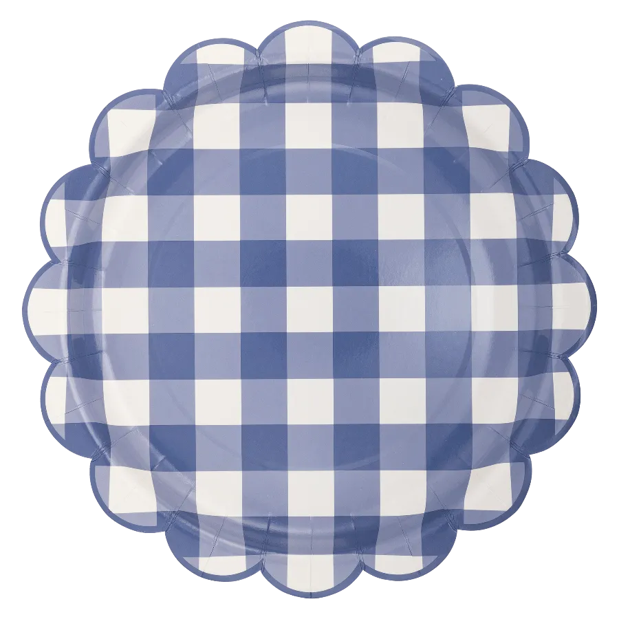 Blue Gingham Paper Plate