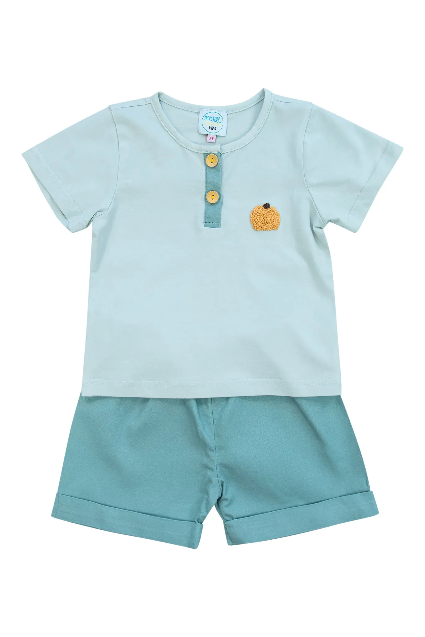 Boys Sage Pumpkin Shorts Set