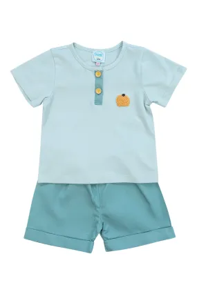 Boys Sage Pumpkin Shorts Set