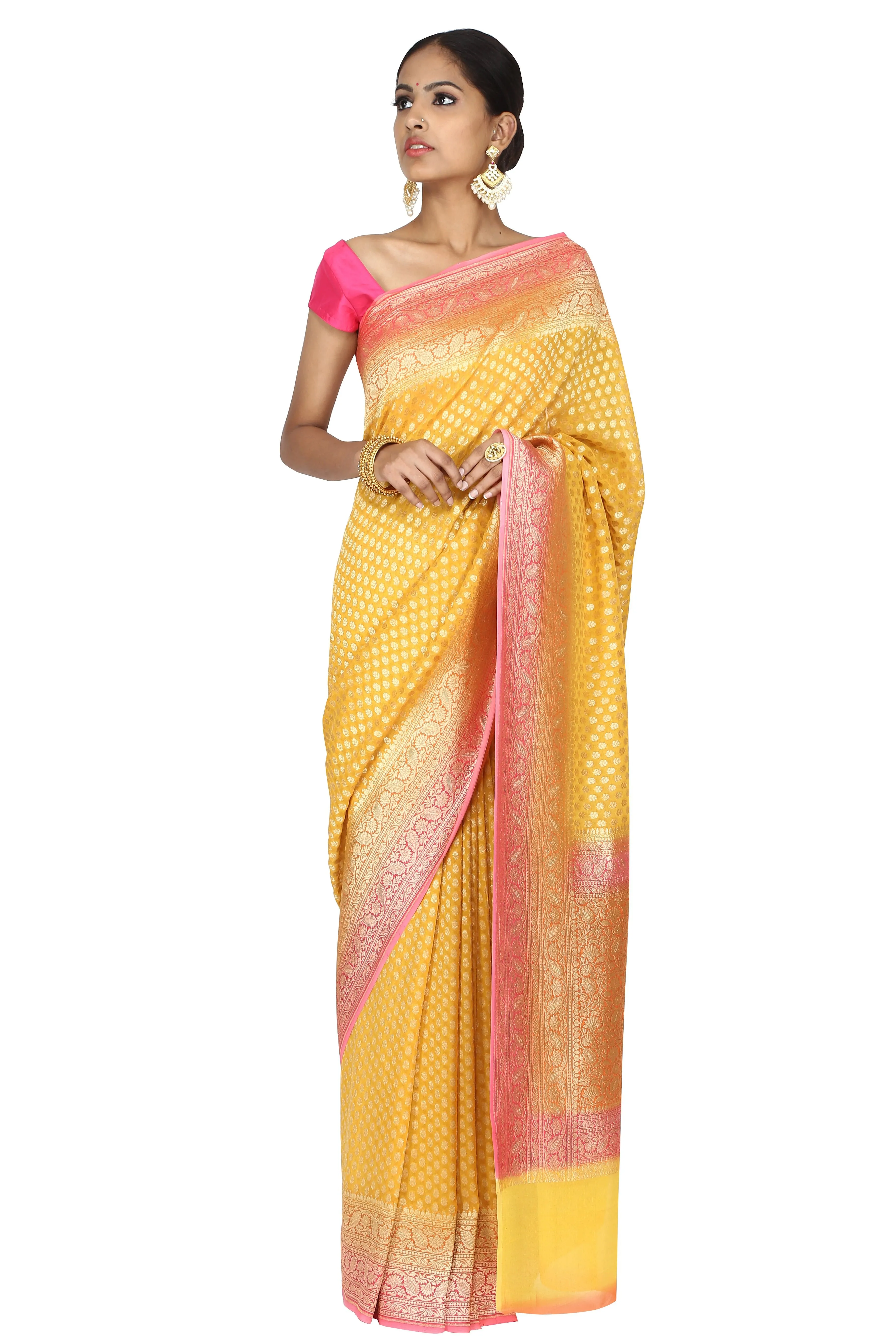 Bright Yellow saree.