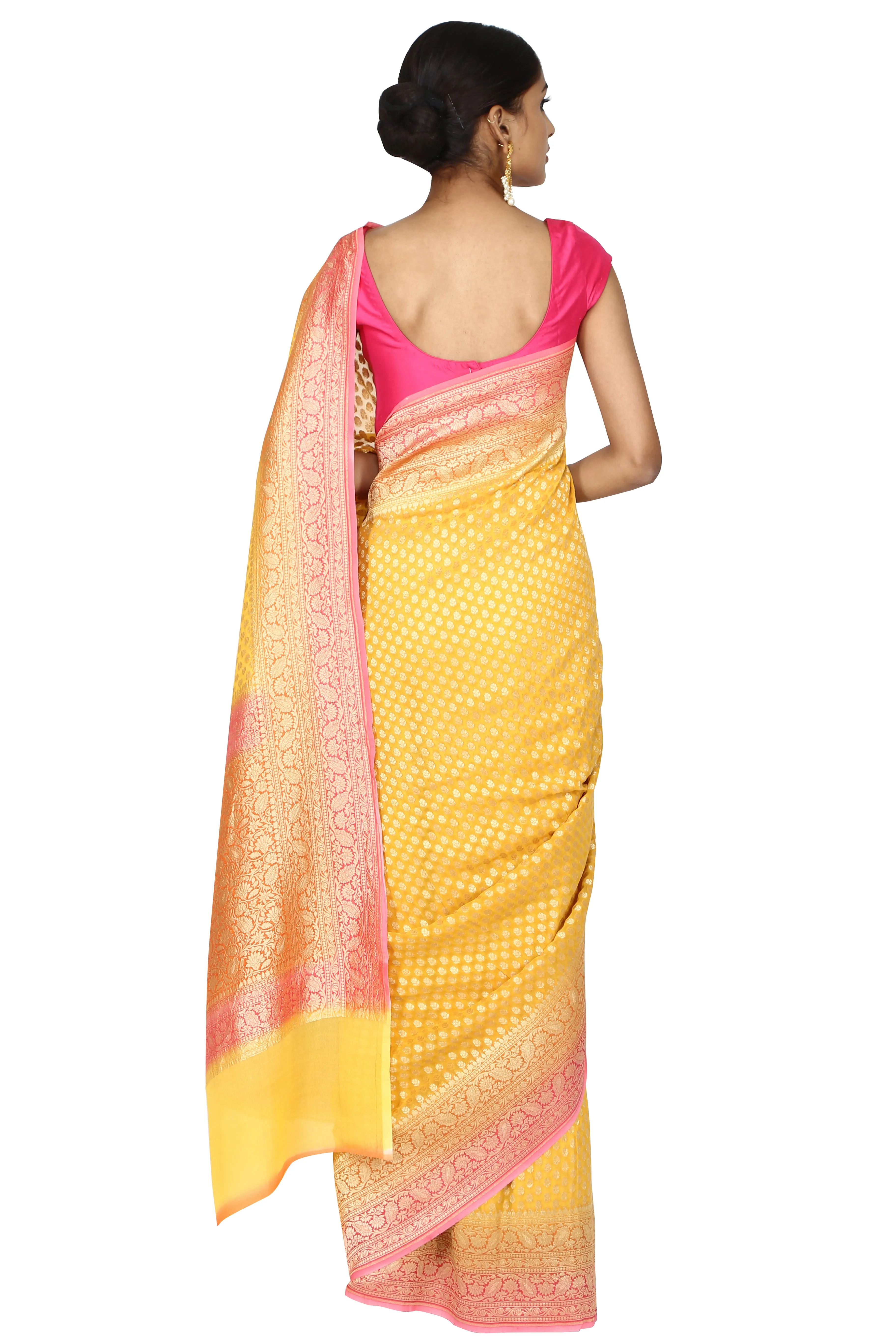 Bright Yellow saree.