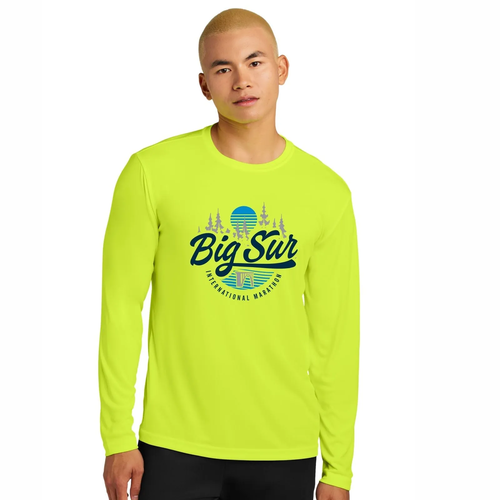 BSIM Men's LS Tech Tee -Hi Viz- Script