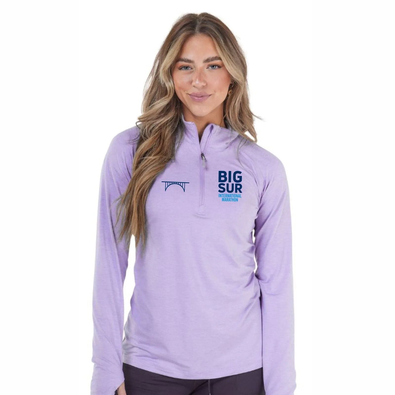 BSIM Women's Sueded 1/4 Zip -Lavender- Embroidery