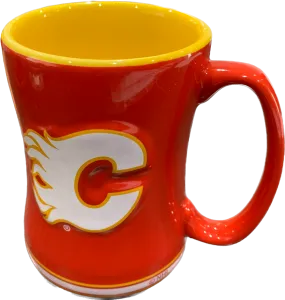 Calgary Flames Primary Logo Red Black NHL Hockey 14oz Sculpted C-Handle Mug - Version 2