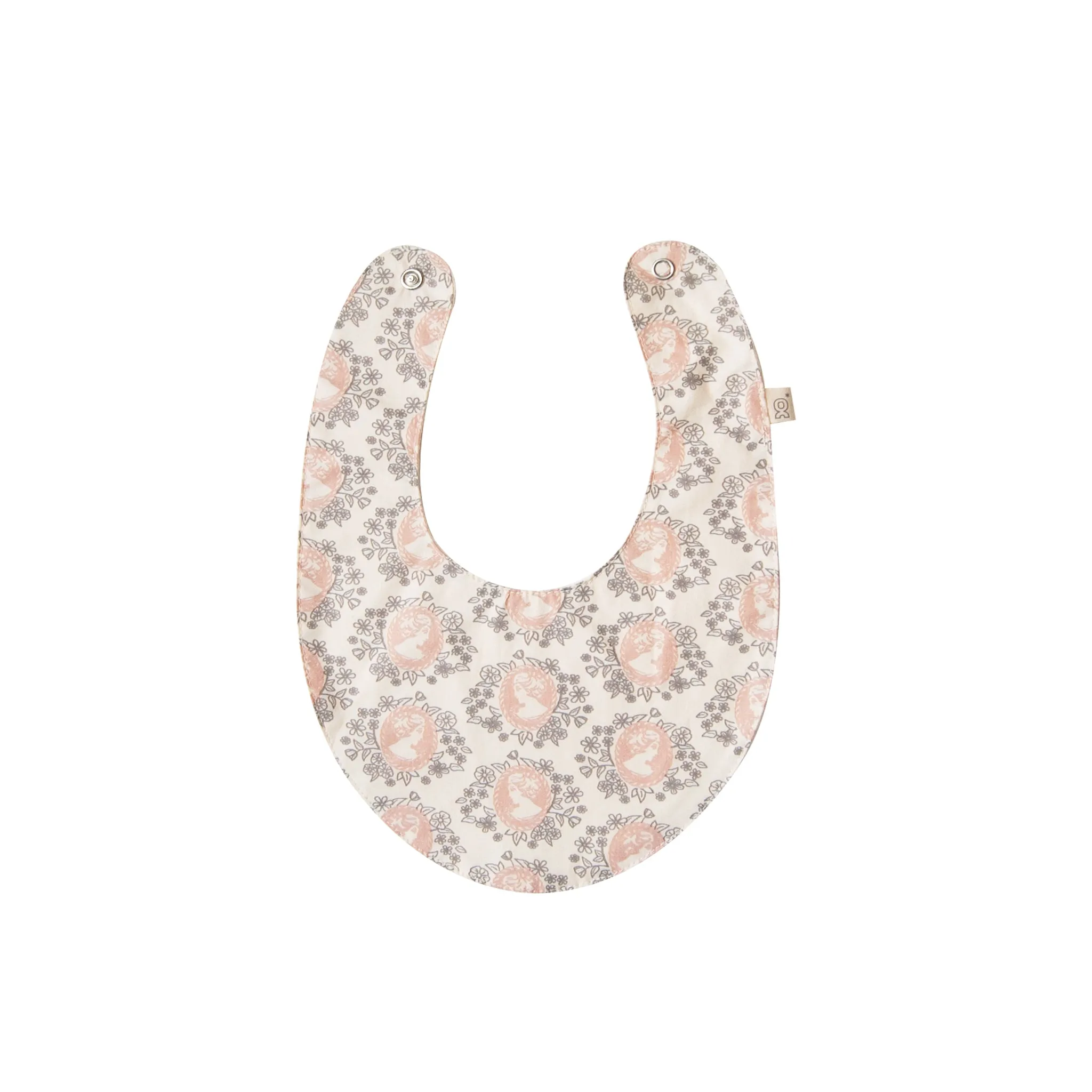 Cameo Print Bib - soft pink & gray