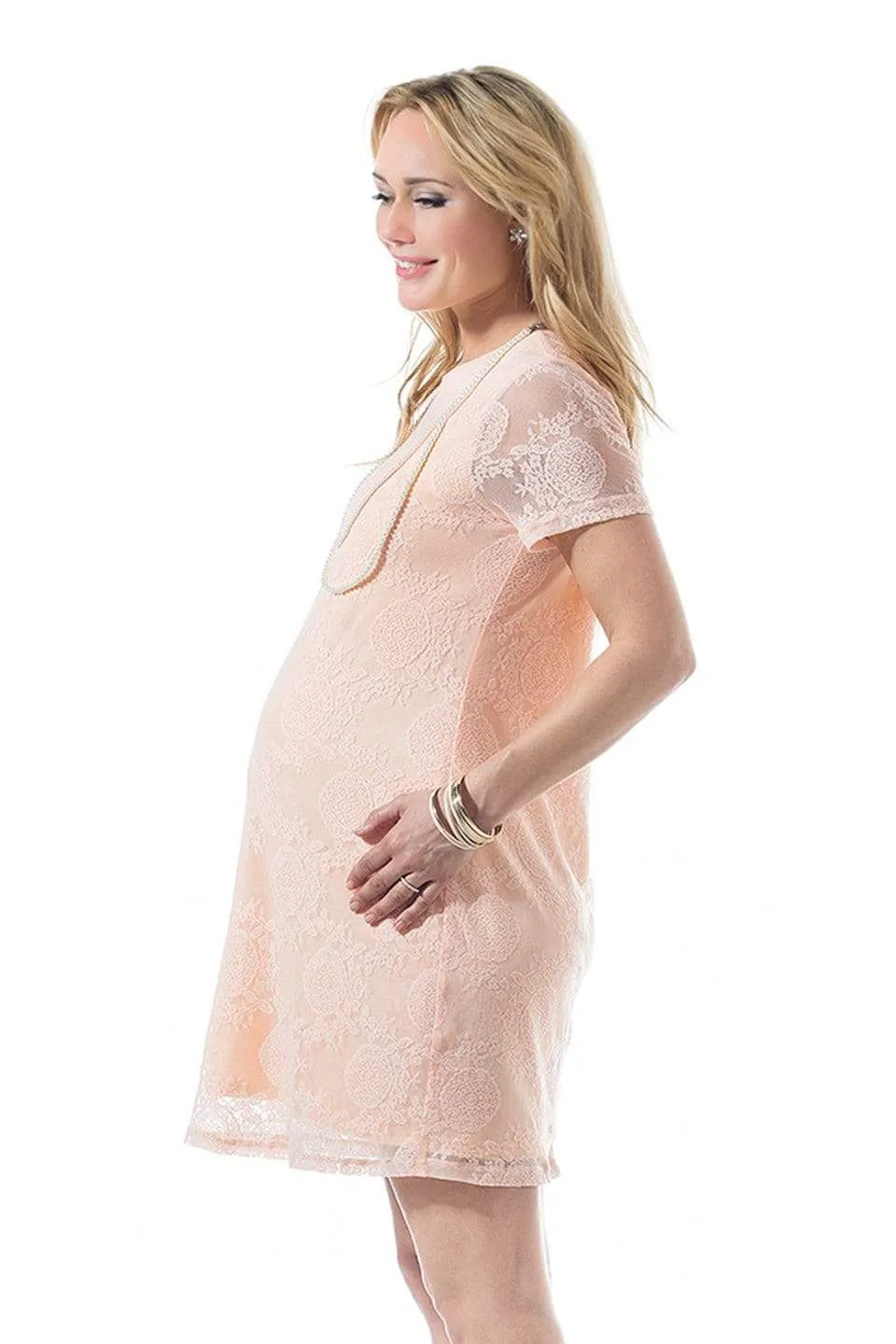 Catriona Full Lace Dress Peach