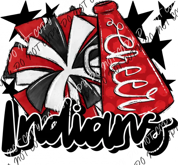 Cheer Mascot Indians DTF Transfer (See Color Options)