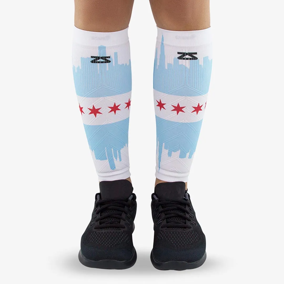 Chicago Flag Skyline Compression Leg Sleeves