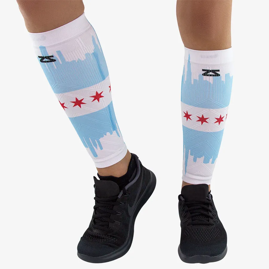 Chicago Flag Skyline Compression Leg Sleeves