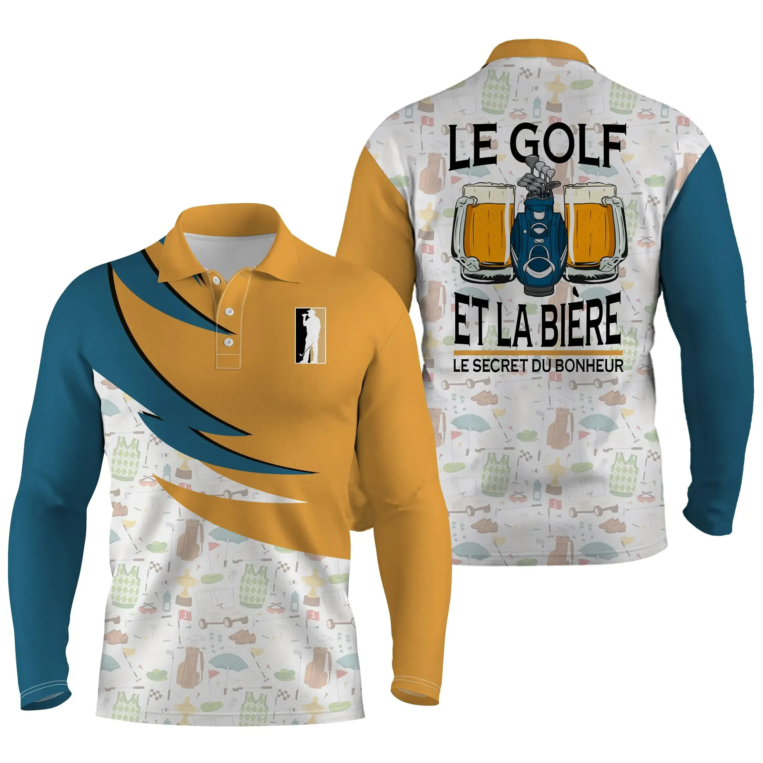 Chiptshirts - Polo De Golf, Cadeau Humour Pour Fans De Golf, Polo de Sport Homme et Femme, Golf et Bière - Le Secret du Bonheur - CTS27052211