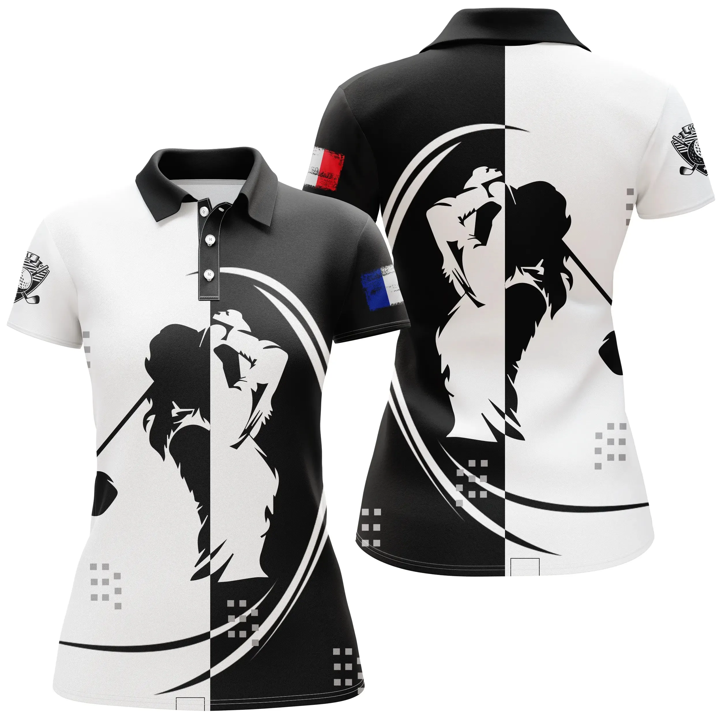 Chiptshirts - Polo De Golf, Cadeau Original Pour Fans De Golf, Polo de Sport Homme et Femme, Golfeur, Golfeuse, Drapeau France, Logo de Golf - CTS26052236