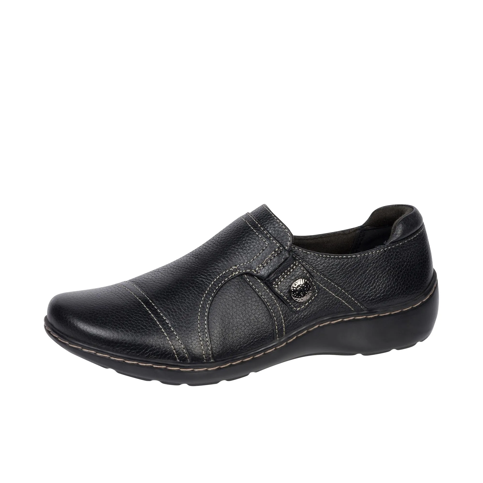 Clarks Womens Cora Poppy Black Tumbled