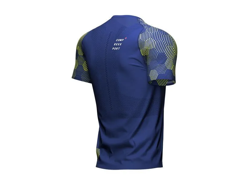 Compressport Men's Racing SS Tshirt - Navy Peo/EV Primerose - AM00128B_538