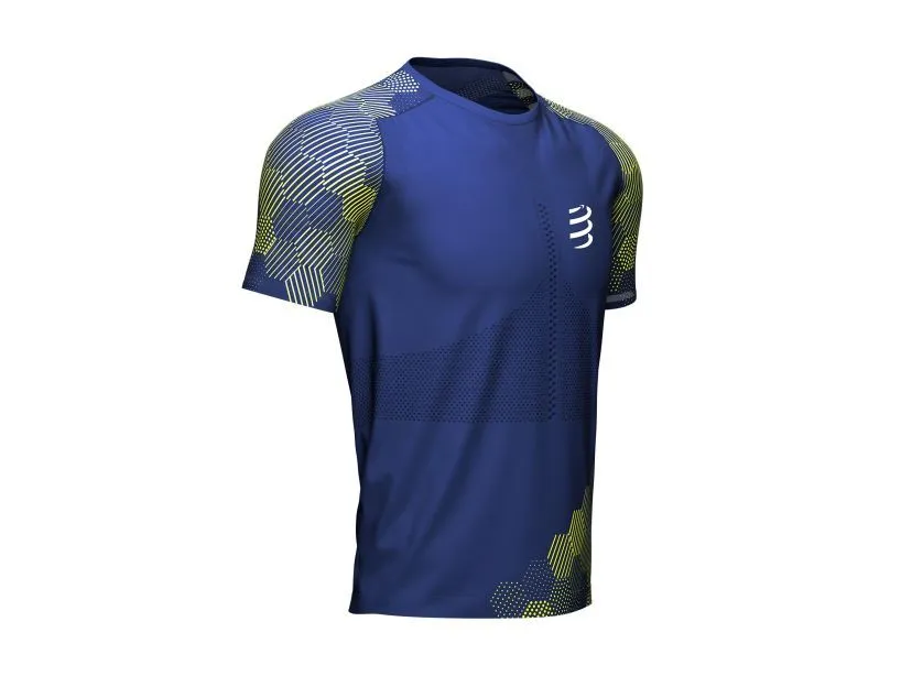 Compressport Men's Racing SS Tshirt - Navy Peo/EV Primerose - AM00128B_538