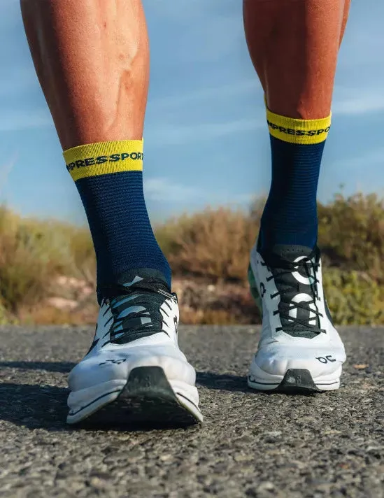 Compressport | Pro Racing Socks V4 | Run High | Blues / Green Sheen