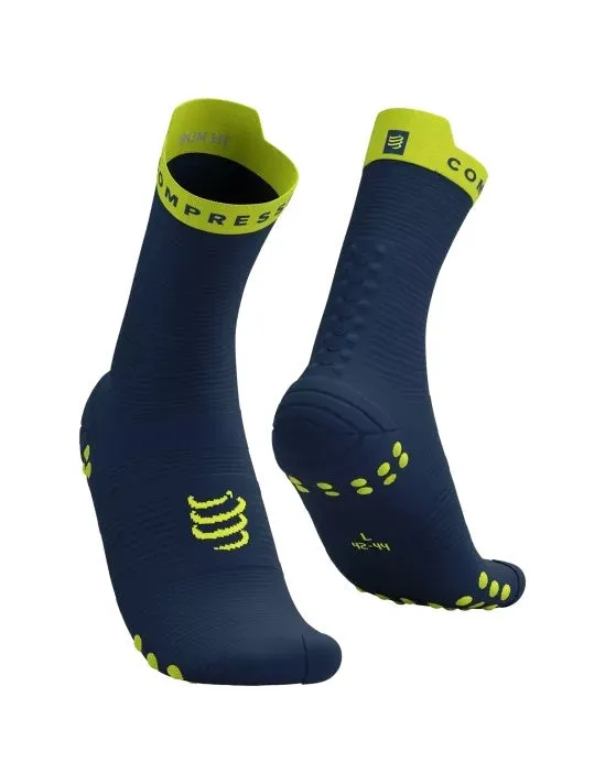 Compressport | Pro Racing Socks V4 | Run High | Blues / Green Sheen