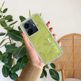 Customized luxury Mint Green leaves Transparent Silicon Case For Vivo