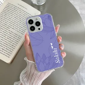 Customized luxury Purple leaves Transparent Silicon Case For iPhone