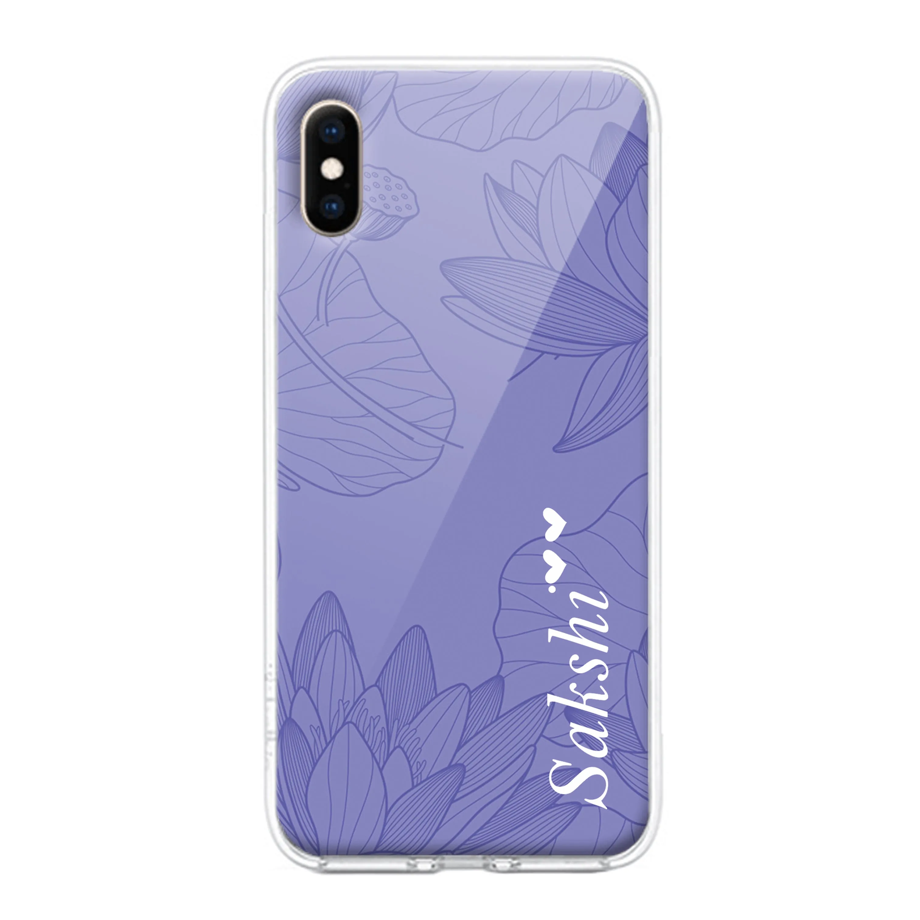 Customized luxury Purple leaves Transparent Silicon Case For iPhone