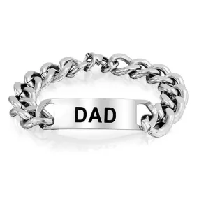 Dad Daddy Name Plated Bicycle Chain Bike ID Bracelet Stainless Steel