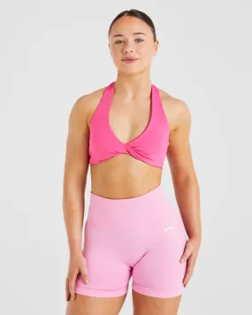 Essential Halterneck Sports Bra - Hot Pink