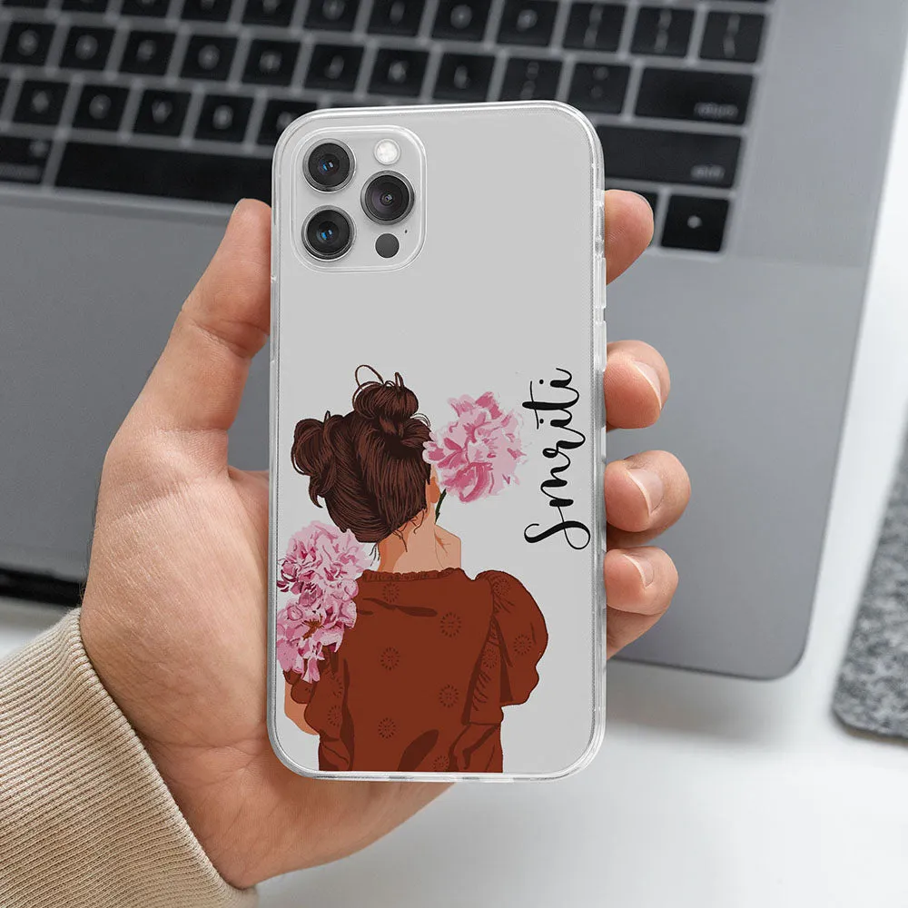 Flowerets transparent silicone case with name