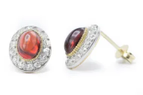 Garnet & Diamond Gold Studs